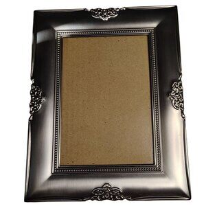Metal Picture Frame 5x7 Ornate Silver Tone Vintage Style Brushed Finish Elegant